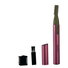 Trimmer electric facial de precizie, GMO, Omnia Fine, cu perie si instrument pentru curatare incluse, roz