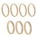 Set Inele Language of Jewels, Model Verighete, Culoare Aurie, 7 Bucăți, Strass Femei