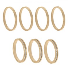 Set Inele Language of Jewels, Model Verighete, Culoare Aurie, 7 Bucăți, Strass Femei
