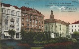 CP767N Cluj, Piața Unirii și Hotel Newyork/Egyes&uuml;l&eacute;si t&eacute;r &eacute;s Newyork Sz&aacute;lloda, 1928, carte poștală.