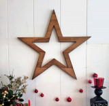Decoratiune de perete, Wooden Star, 62x62x1.8 cm, Lemn , Maro, La Moneta