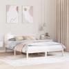 Cadru Pat cu Headboard vidaXL, Lemn Masiv Pin, 140x200 cm, Alb, Modern, Asamblare Usoara, Suporta 200 kg