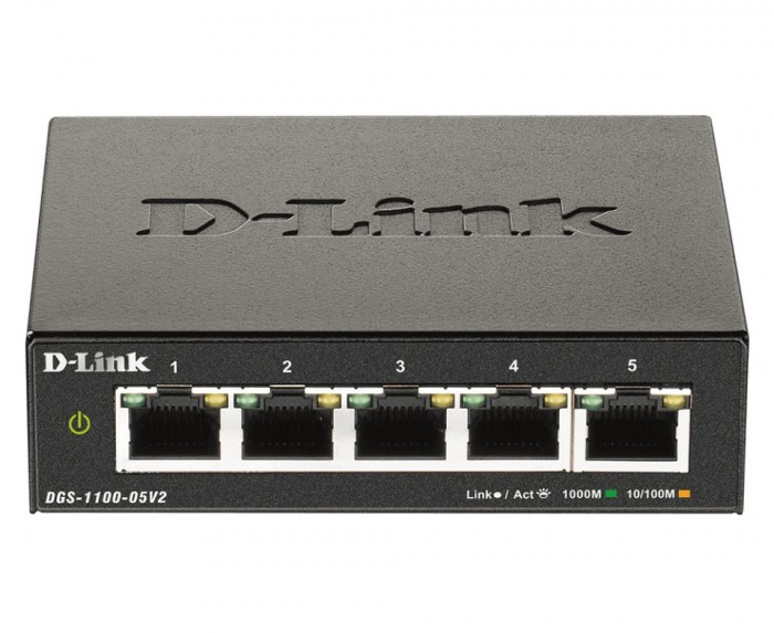 SWITCH D-LINK SMART 5 porturi Gigabit, carcasa metalica, &quot;DGS-1100-05V2&quot;