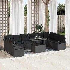 vidaXL Set de canapele pentru grădină 11 pcs Negru 100 x 55 x 73 cm 3348899