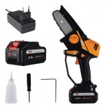 Cumpara ieftin Kit Complet Mini Drujba electrica cu acumulator 4Ah inclus, iHunt Strong Chainsaw 21V Power, motor brushless, lama 10cm, viteza lant 9m s + incarcator