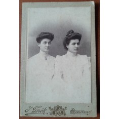 Fotografie tip CDV, dou femei, inceput de secol XX