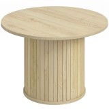 HOMCOM Masă de centru rotundă cu bază pe coloană cu șipci pentru living dormitor &Oslash;60x40 cm natural | Aosom Romania