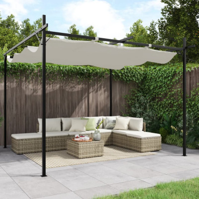 vidaXL Pergola cu acoperiș retractabil, crem, 295x292x230 cm foto