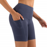 Colanti scurti Albastru Inchis, cu Buzunar, pentru Fitness, Yoga, Aerobic,, Bleumarin, M, S