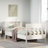 VidaXL Pat cu bibliotecă fără saltea, alb, 100x200 cm, lemn masiv pin 3323198