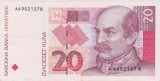 Bancnotă Croația 20 kuna 1993 &ndash; Josip Jelačić &ndash; seria A4902137B