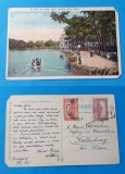 Carte Postala circulata veche anul 1925 - Plimbare pe lac, Sinaia, Printata