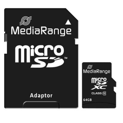 MediaRange Micro SDHC 64GB Class 10 with SD adapter &amp;quot;MR955&amp;quot; (timbru verde 0.03 lei) foto