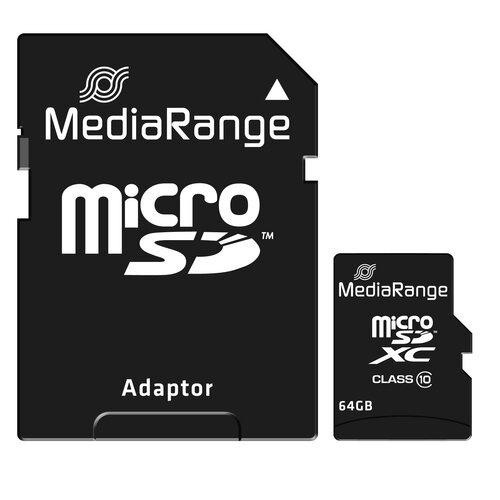 MediaRange Micro SDHC 64GB Class 10 with SD adapter &quot;MR955&quot; (timbru verde 0.03 lei)