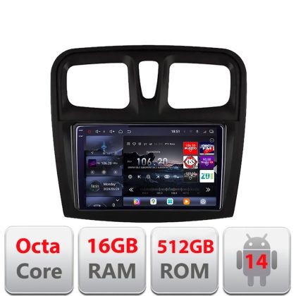 Navigatie Dacia Sandero 2012-2020 var B Android radio gps internet 8 core QLED 2K 16+512 360 Edotec CarStore Technology