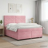Cumpara ieftin Pat boxspring cu saltea cu headboard Roz 160 x 200 cm Catifea