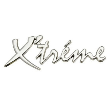 Emblema auto metalica, autoadeziva, model &quot;X&rsquo;TREME&quot;, finisaj Crom, dimensiune, 15 x 3 cm