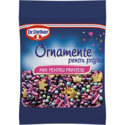 Ornamente Colorate pentru Prajituri DR. OETKER, Zahar, 30 g, Mix pentru Printese, Ornamente de Zahar, Ornamente pentru Deserturi, Coronite de Zahar pe foto