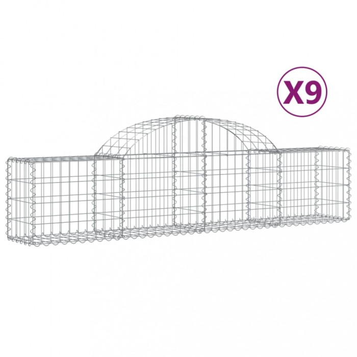 Cosuri gabion arcuite 9 buc, 200x30x40/60 cm, fier galvanizat