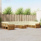 vidaXL Seturi de canapele 11 pcs Natural și Crem Lemn Solid de Acacia 3374255