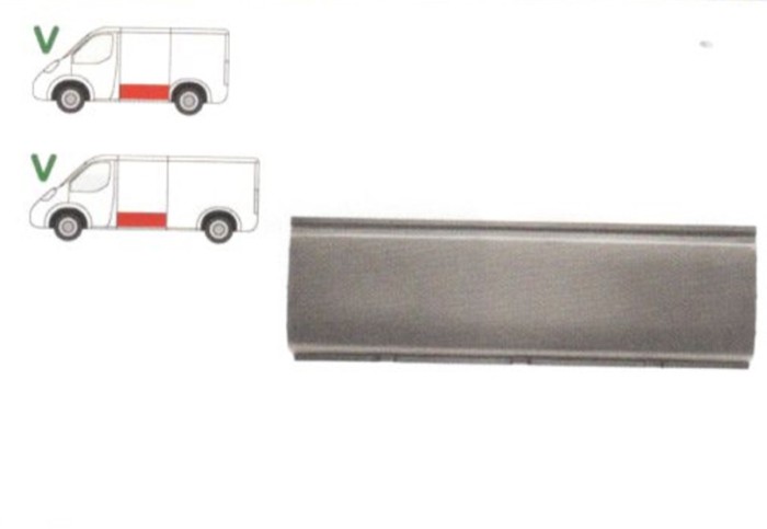Segment reparatie panou lateral Ford Transit (Ve6/Ve64/Ve83) 10.1985-2000 , partea Stanga, Partea Inferioara , Metal,Segment Lat,