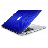 Cumpara ieftin Folie Skin Compatibila cu Apple MacBook Air 13.6 M2 2022 - Wrap Skin Texture Carbon Blue, Albastru, Oem
