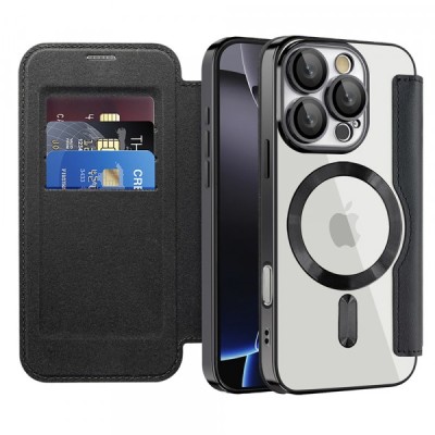 Husa MagSafe pentru Apple iPhone 16 Pro Max, Techsuit, SmartMag Book, Neagra foto