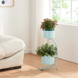 Suport 2 ghivece plante Almelo metal 63x29x21cm albastru deschis [en.casa] HausGarden Leisure, [en.casa]