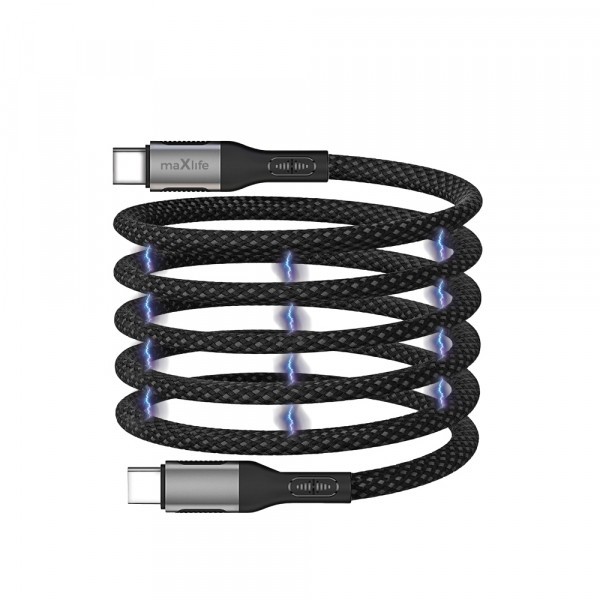Cablu Date si Incarcare USB-C - USB-C MaXlife MXUC-11 Magnetic, 100W, 1m, Negru