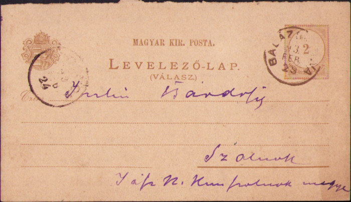HST A1747 Carte poștală olografă 1893 Ioan Micu Moldovan Blaj
