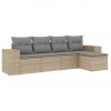 Set canapele de gradina cu perne, 5 piese, bej, poliratan