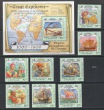 BEQUIA Grenadines ST. VINCENT 1988, Exploratori, Corabii, serie neuzata, MNH