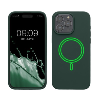 Husa Kwmobile pentru Apple iPhone 15 Pro Max, Verde inchis, Silicon, KWM000022OG002C foto