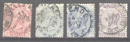 Belgium 1883 King Leopold II, Mi.35-38, used AM.102
