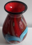 Vaza Murano de colectie noua, piesa exceptionala de dimensiune foarte mare, rosu mozaic, Italia