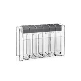 Set 6 recipiente condimente, cu 2 orificii, transparent, 17x5x12cm