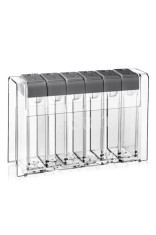 Set 6 recipiente condimente, cu 2 orificii, transparent, 17x5x12cm