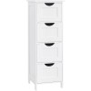 VASAGLE Dulap de depozitare de podea pentru baie, din lemn cu 4 sertare, 30x30x82cm, alb Household NewTrend