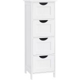 VASAGLE Dulap de depozitare de podea pentru baie, din lemn cu 4 sertare, 30x30x82cm, alb Household NewTrend