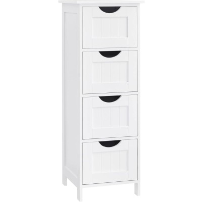 VASAGLE Dulap de depozitare de podea pentru baie, din lemn cu 4 sertare, 30x30x82cm, alb Household NewTrend foto