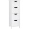 VASAGLE Dulap de depozitare de podea pentru baie, din lemn cu 4 sertare, 30x30x82cm, alb Household NewTrend