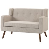 HOMCOM Canapea 2 locuri 118 cm cu aspect corduroy, capitonaj cu nasturi, canapea tapițată modernă și confortabilă cu picioare din lemn pentru spații m