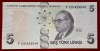 Turcia 5 Lire (2009-2022) UNC - Bancnota NeCirculata