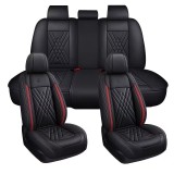 Set Huse Auto universale luxoase din piele ecologica, negru cu rosu pentru scaune fata si spate