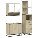 Cumpara ieftin Set mobilier de baie, 3 piese, stejar sonoma, lemn prelucrat