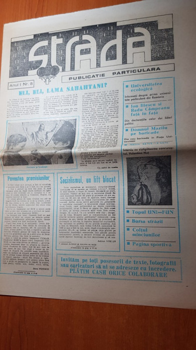 ziarul strada anul 1,nr.5/1990-iliescu si radu campeanu fata in fata
