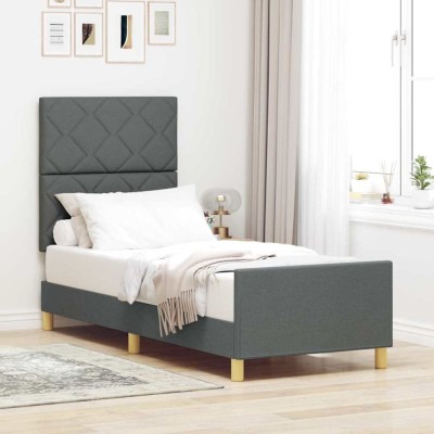 vidaXL Cadru de pat cu headboard Gri &amp;icirc;nchis 80 x 200 cm țesătură 3344761 foto