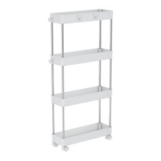 Raft otel plastic alb cu roti Aliol 40x13x85 cm