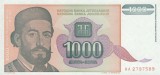 Bancnota Iugoslavia 1000 Dinara 1994, P-140, Serie AA, UNC, Neutilizata
