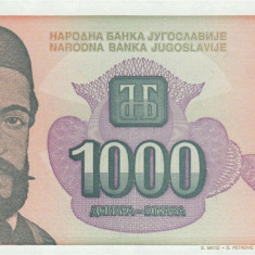 IUGOSLAVIA █ bancnota █ 1000 Dinara █ 1994 █ P-140 █ Serie AA █ UNC █